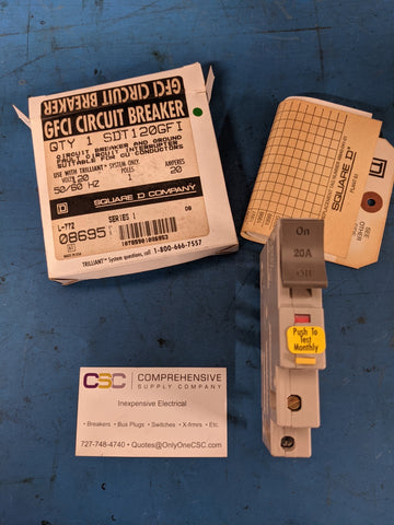 SDT120GFI - Square D 20A Amp 1P Pole 10kA@120V Ground Fault GFCI Plug On Sdt Circuit Breaker