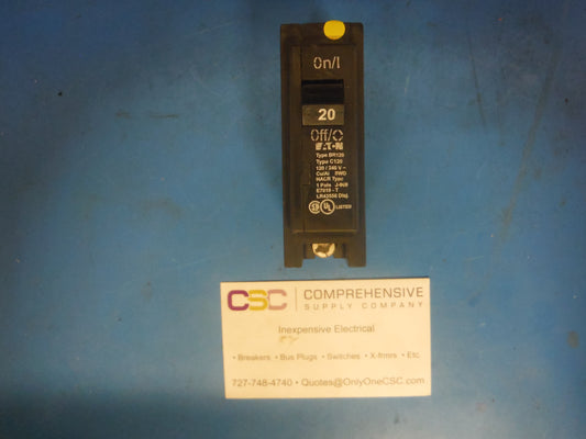BR120 - Eaton 20A Amp 1P Pole 10kA@120/240V Plug On Circuit Breaker