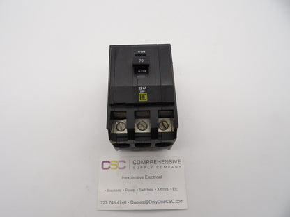 QOB370VH - Square D 70A Amp 3P Pole 22kA@240V Bolt On Circuit Breaker