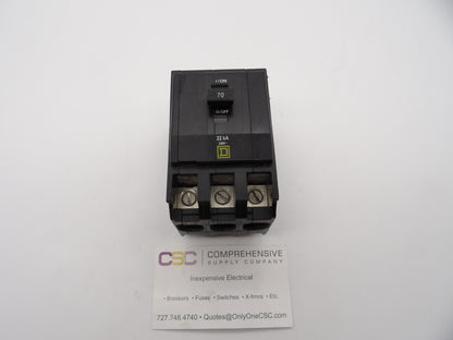 QOB370VH - Square D 70A Amp 3P Pole 22kA@240V Bolt On Circuit Breaker