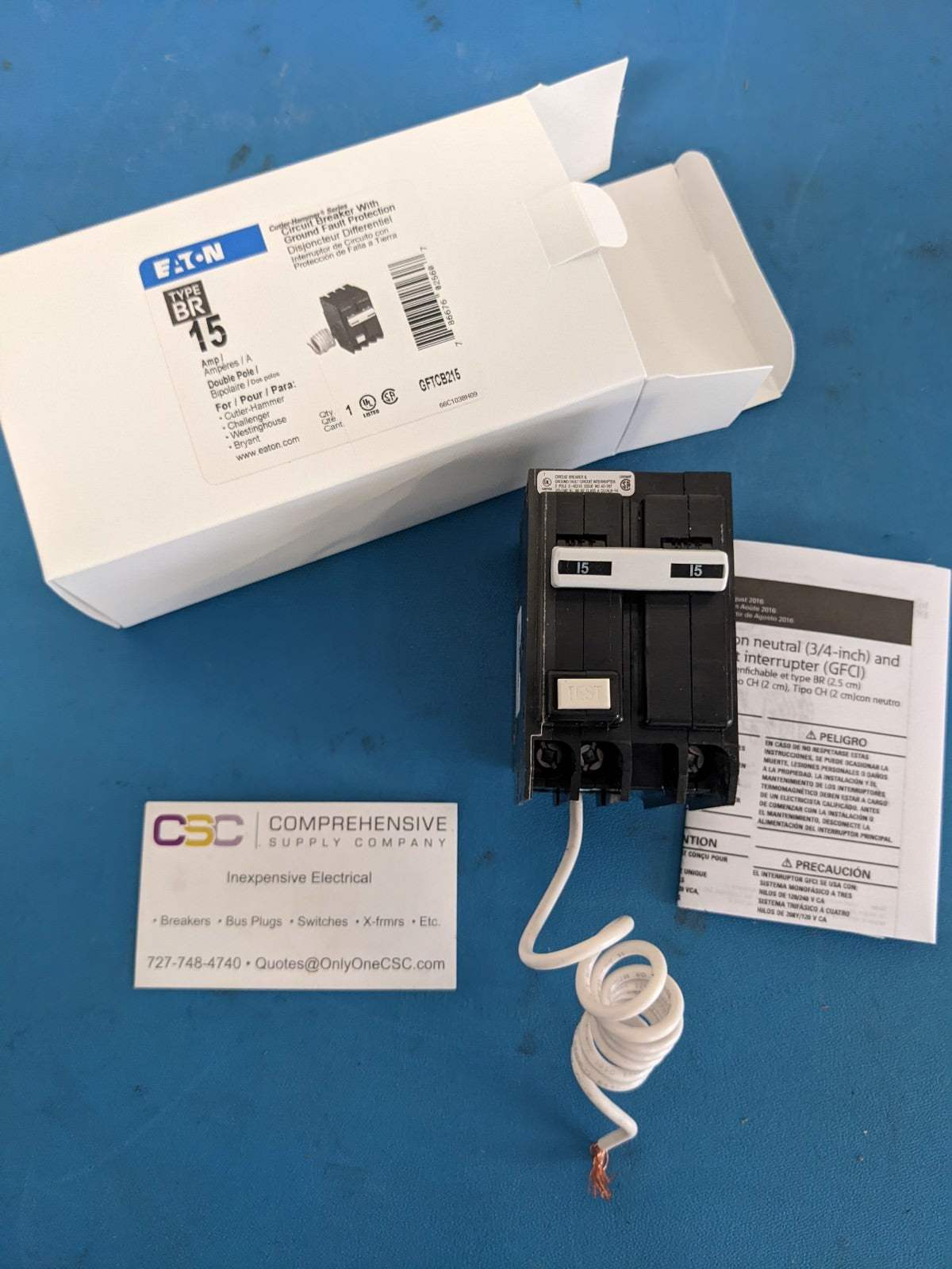 GFTCB215 - Eaton 15A Amp 2P Pole 10kA@120/240V Plug On Ground Fault GFCI Circuit Breaker