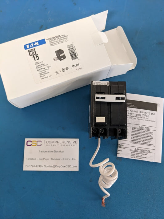 GFTCB215 - Eaton 15A Amp 2P Pole 10kA@120/240V Plug On Ground Fault GFCI Circuit Breaker
