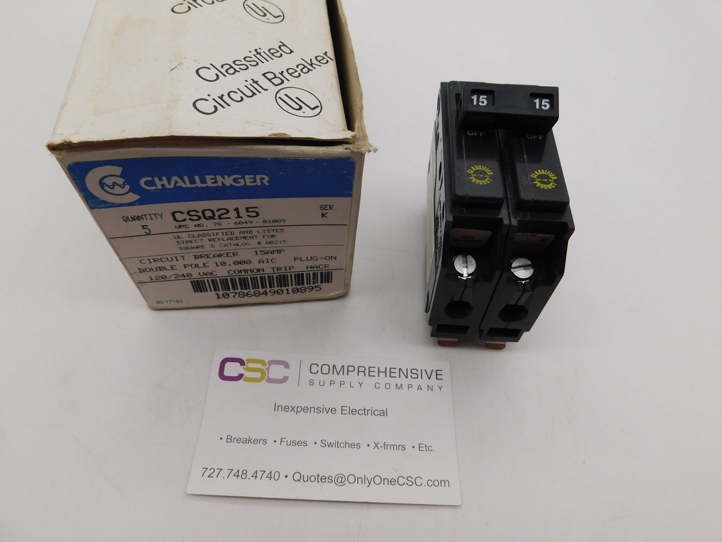 CSQ215 - Challenger 15A Amp 2P Pole 10kA@120/240 Plug On Circuit Breaker