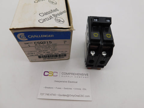 CSQ215 - Challenger 15A Amp 2P Pole 10kA@120/240 Plug On Circuit Breaker