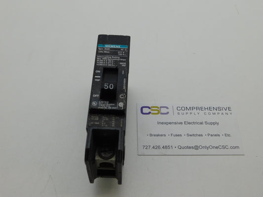 BQD150 - Siemens 50A Amp 1P Pole 120/277V 14kA@277V Bolt On Black Circuit Breaker