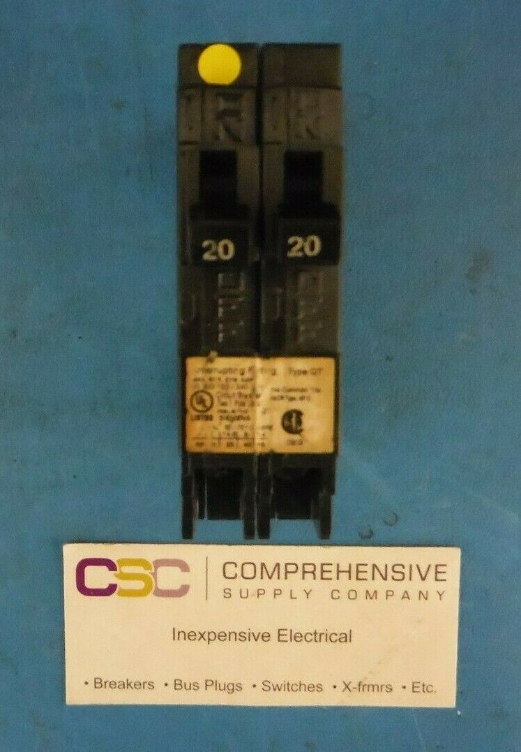 Q2020NC - Siemens 20/20A Amp 2X1P Pole 10kA@120/240V Plug On Duplex Circuit Breaker W/Non-Ctl