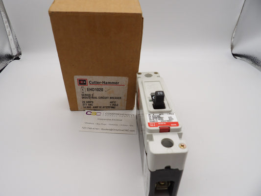 EHD1020 - Cutler Hammer 20A Amp 1P Pole 14kA@277V Feed Through Circuit Breaker W/Red Label
