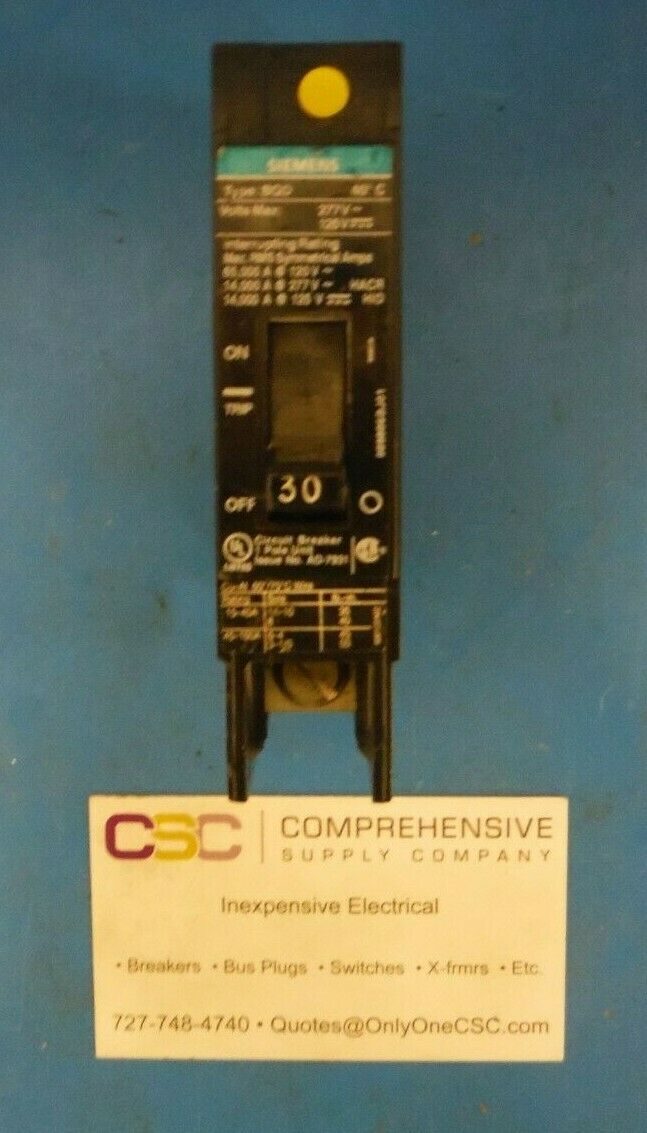 BQD130 - Siemens 30A Amp 1P Pole 120/277V 14kA@277V Bolt On Black Circuit Breaker