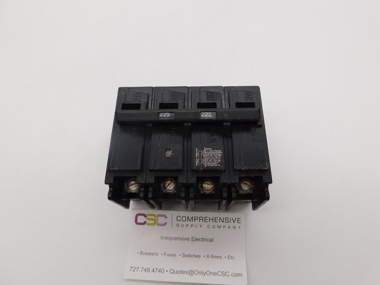 EQ9686 - Siemens 225A Amp 4P Pole 22kA@120/240V Plug On Circuit Breaker