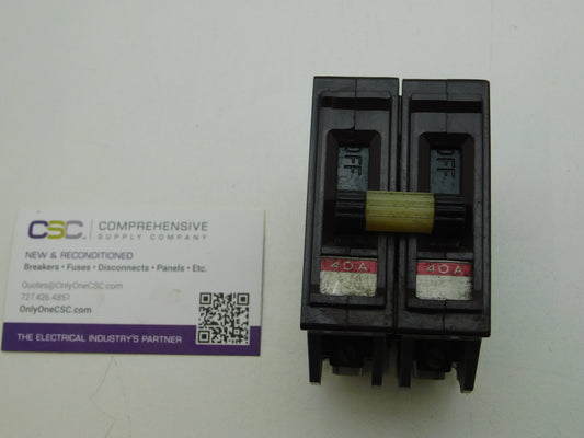 A240 - Wadsworth 40A Amp 2P Pole 10kA@240V Plug On Circuit Breaker W/Metal Foot