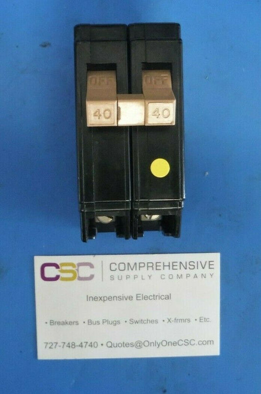CH240 - Cutler Hammer 40A Amp 2P Pole 10kA@120/240V Plug On Circuit Breaker W/Metal Foot