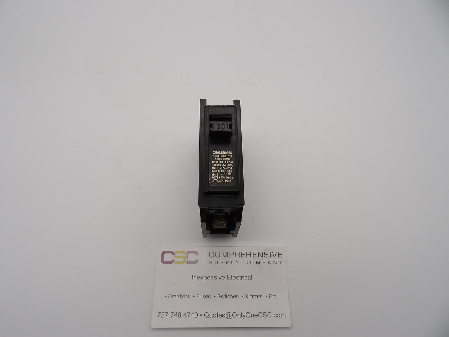 C130 - Challenger 30A Amp 1P Pole 10kA@120/240V Plug On Circuit Breaker - Older Series