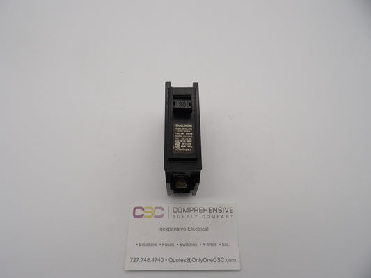 C130 - Challenger 30A Amp 1P Pole 10kA@120/240V Plug On Circuit Breaker - Older Series