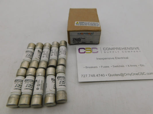 ATM20 - Mersen 20A Amp 600V Amp-Trap Fast-Acting Cartridge Midget Fuse - 10Pk