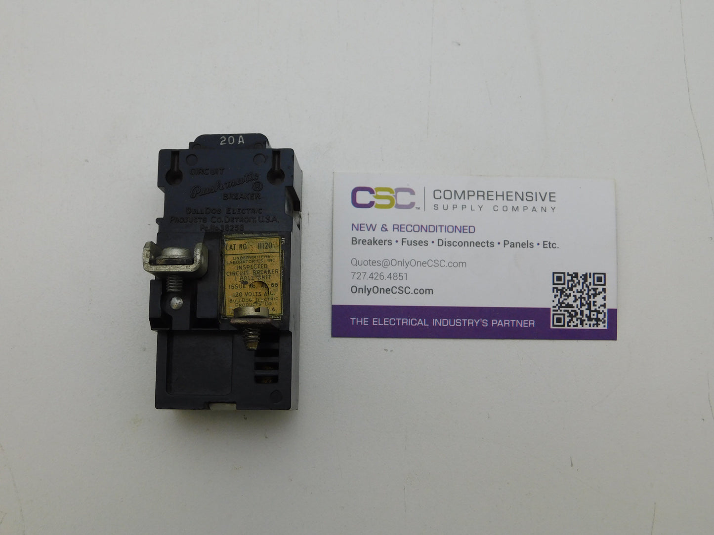 11120 - Pushmatic 20A Amp 1P Pole 120/240V Bolt On Circuit Breaker