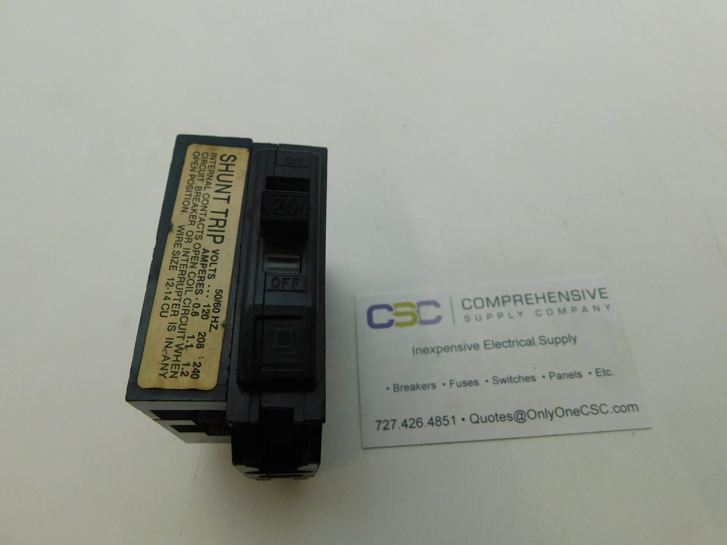 QOB1201021 - Square D 20A Amp 1P Pole 10kA@120/240V Bolt On Black Circuit Breaker W/120/208/240V Shunt Trip