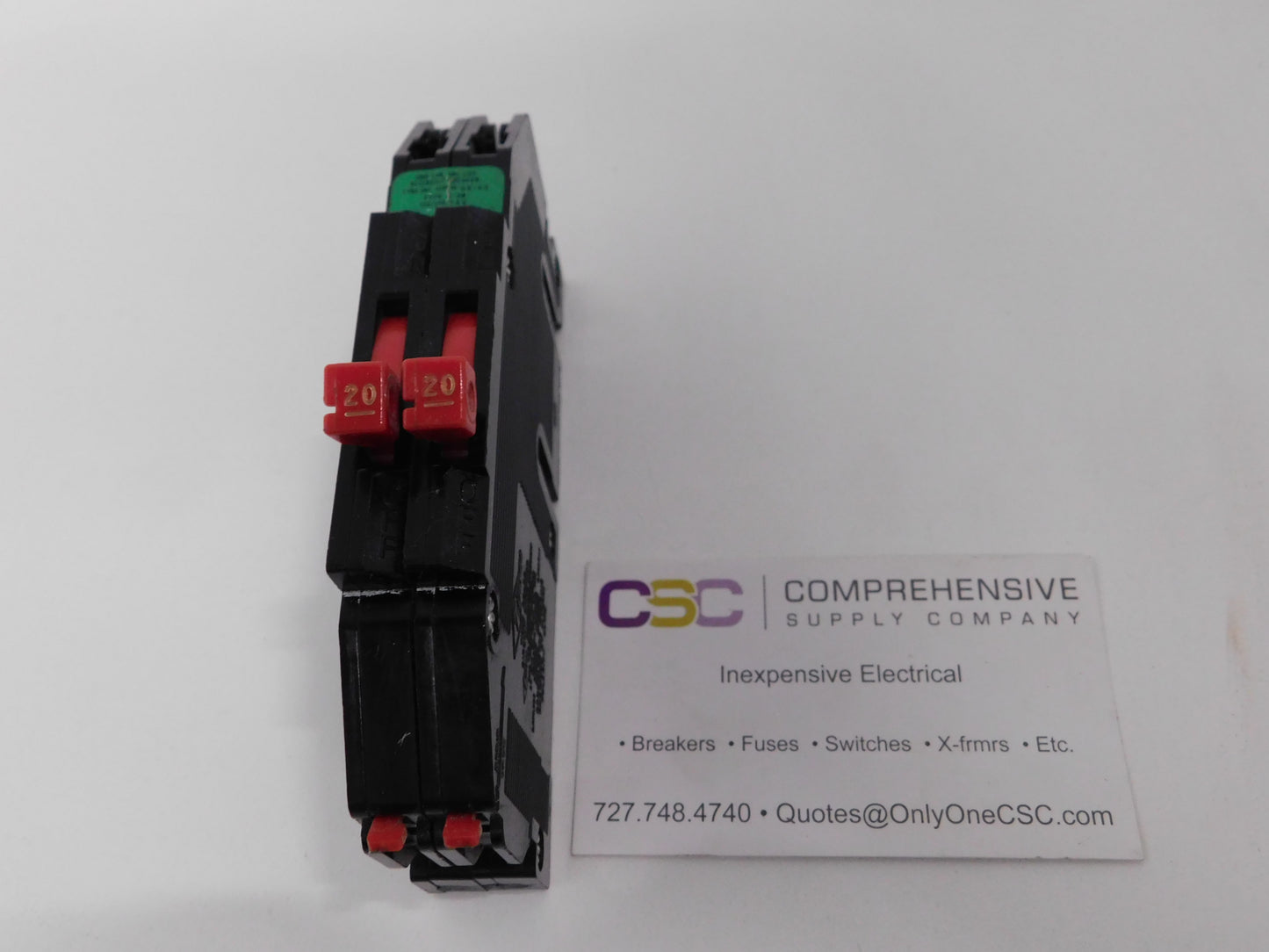 RC38-20 - Zinsco 20/20A Amp 2X1P Pole 10kA@120/240V Plug On Duplex Circuit Breaker W/Tab Terminator