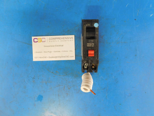 THQL1115GFT - GE 15A Amp 1P Pole 10kA@120V Plug On Ground Fault GFCI Circuit Breaker