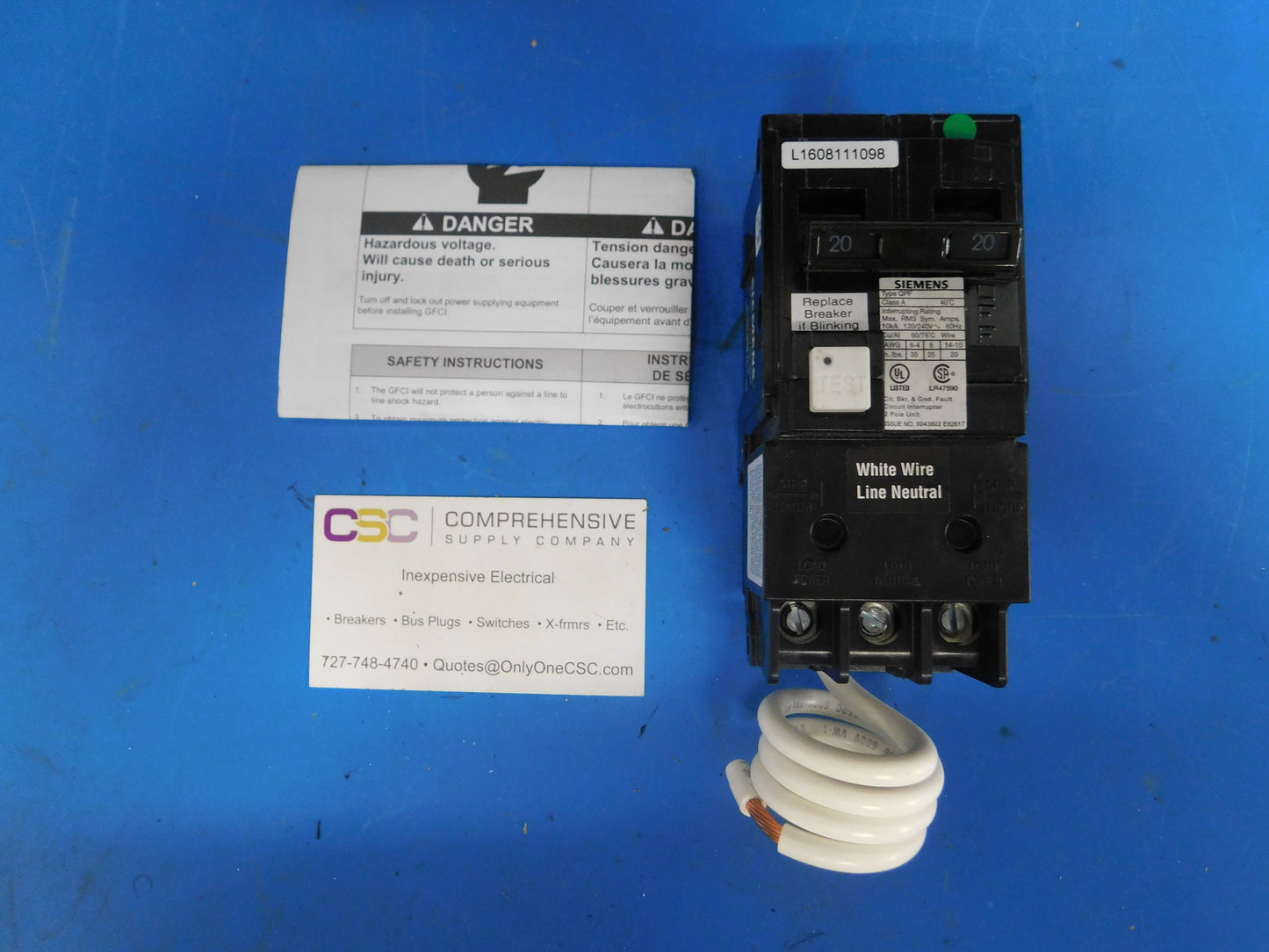 QF220A - Siemens 20A Amp 2P Pole 10kA@120/240V Plug On Ground Fault GFCI Circuit Breaker
