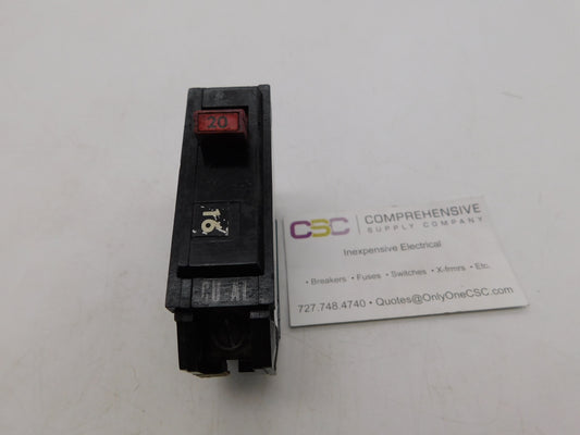 THQB1120 - GE 20A Amp 1P Pole 10kA@120/240V Bolt On Circuit Breaker W/Red Handle