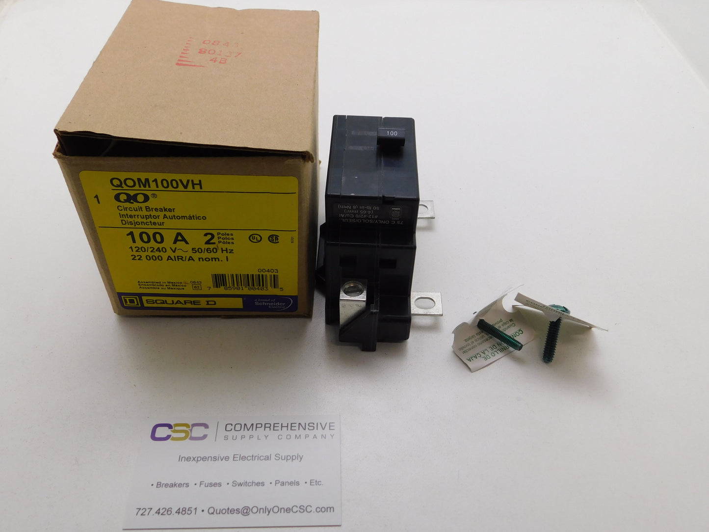 QOM100VH - Square D 100A Amp 2P Pole 22kA@120/240V Bolt On Main Circuit Breaker