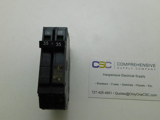 THQP235 - GE 35A Amp 2P Pole 10kA@120/240V Plug On Thin Circuit Breaker - Older Series