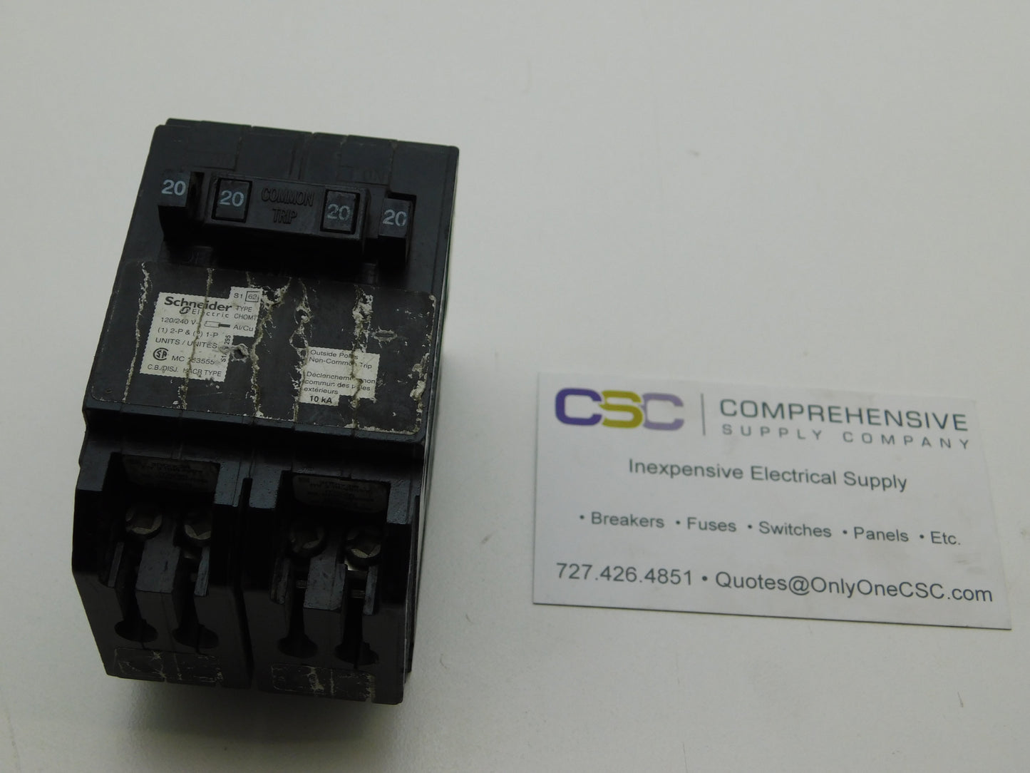 CHOMT2020220 - Square D 20A/20A/20A/20A Amp (1P/2P/1P) Pole 10kA@120/240V Plug On Circuit Breaker Twin /Tandem