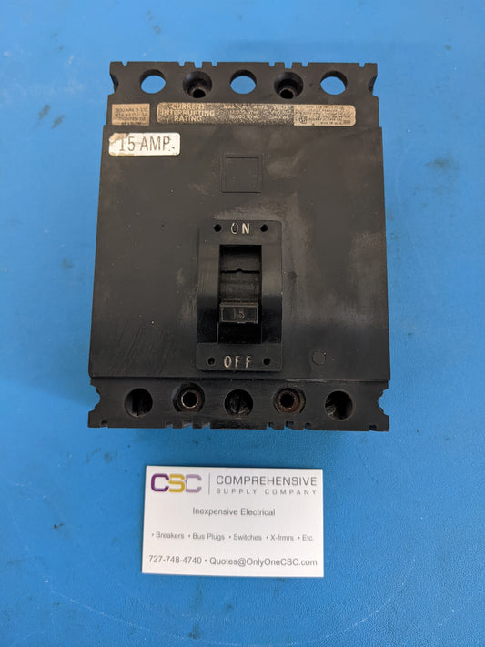 FAL34015 - Square D 15A Amp 3P Pole 18kA@480V Bolt On Blackcircuit Breaker