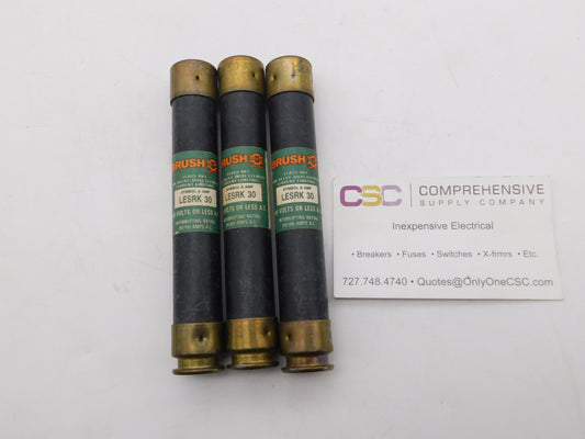 LESRK30 - Brush 30A Amp 600V Class Rk1 Time Delay Cartridge Fuse - 3Pack
