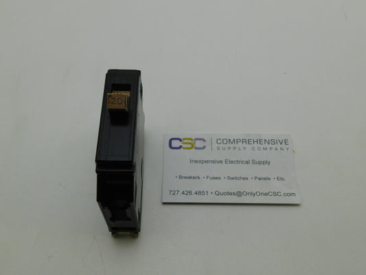 CH120 - Cutler Hammer 20A Amp 1P Pole 10kA@120/240V Plug On Circuit Breaker W/Metal Foot & Full Notch