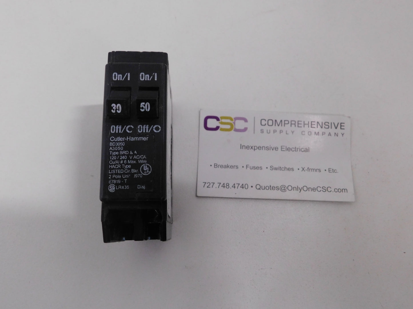 BD3050 - Cutler Hammer 30/50A Amp 2X1P Pole 10kA@120/240V Plug On Duplex Circuit Breaker