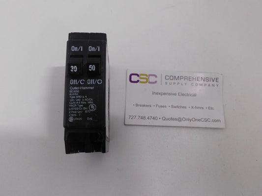 BD3050 - Cutler Hammer 30/50A Amp 2X1P Pole 10kA@120/240V Plug On Duplex Circuit Breaker