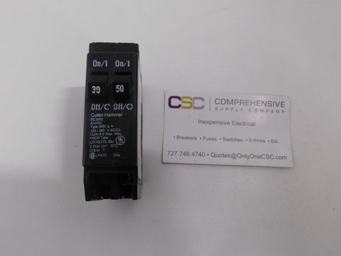 BD3050 - Cutler Hammer 30/50A Amp 2X1P Pole 10kA@120/240V Plug On Duplex Circuit Breaker