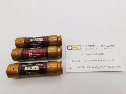 ECNR40 - Edison 40A Amp 250V Class Rk5 Time Delay Bullet Cartridge Fuse - 3Pk