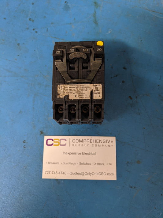 Q22020 - Siemens 20/20/20/20A Amp 4P (2P/2P) Pole 10kA@120/240V Plug On Quadplex Circuit Breaker