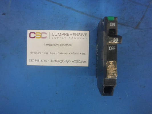 THQP120 - GE 20A Amp 1P Pole 10kA@120/240V Plug On Thin Circuit Breaker - Older Series