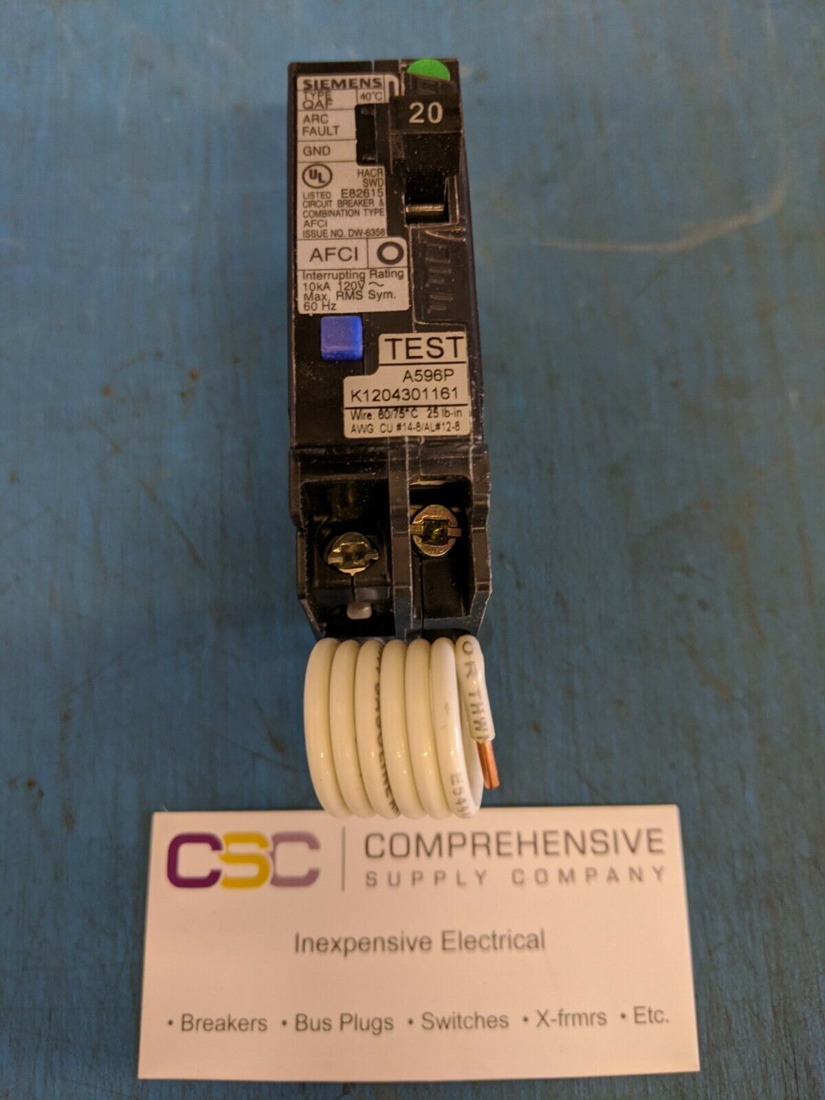 QA120AFC - Siemens 20A Amp 1P Pole 10kA@120V Plug On Combo Arc Fault AFCI Circuit Breaker