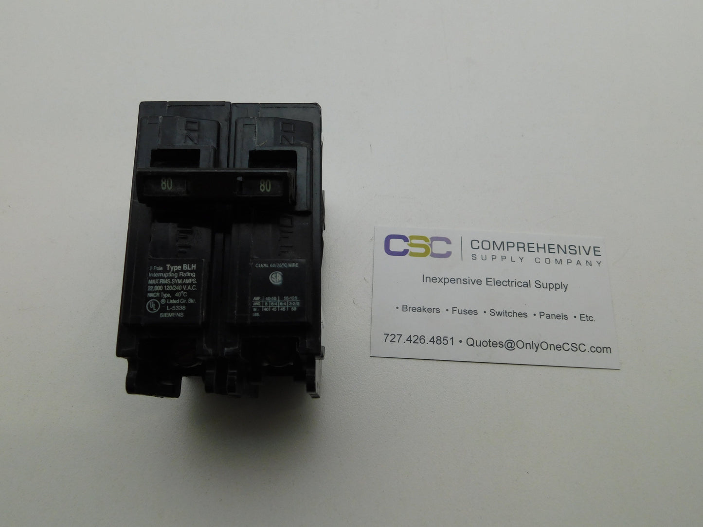 B280H - Siemens 80A Amp 2P Pole 22kA@120/240V Bolt On Circuit Breaker