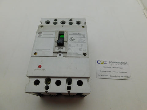 FBV36TE020RV - GE 20A Amp 3P Pole 600V 35kA@480V Feed Through Record Plus Circuit Breaker