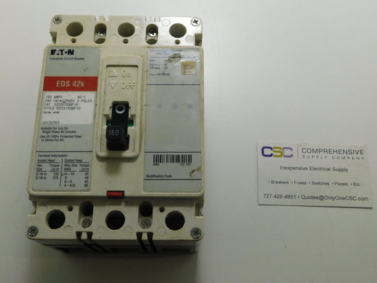EDS3150 - Eaton 150A Amp 3P Pole 42kA@240V Circuit Breaker W/Red Label