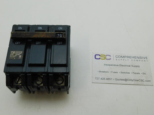 THQL32070 - GE 70A Amp 3P Pole 10kA@240V Plug On Circuit Breaker - Older Series