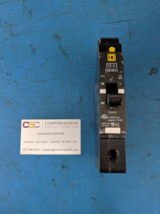 EDB16015 - Square D 15A Amp 1P Pole 14kA@600Y/347V Bolt On Edb Circuit Breaker