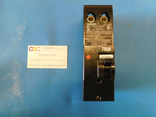 QN2200RH - Siemens 200A Amp 2P Pole 22kA@120/240V Plug On Circuit Breaker W/ Reverse Handle