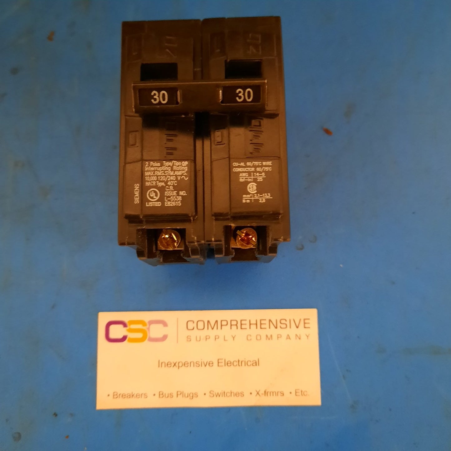 Q230 - Siemens 30A Amp 2P Pole 10kA@120/240V Plug On Circuit Breaker