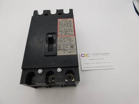 CHH3100H2 - Eaton 100A Amp 3P Pole 240V 25kA@240V Bolt On Circuit Breaker