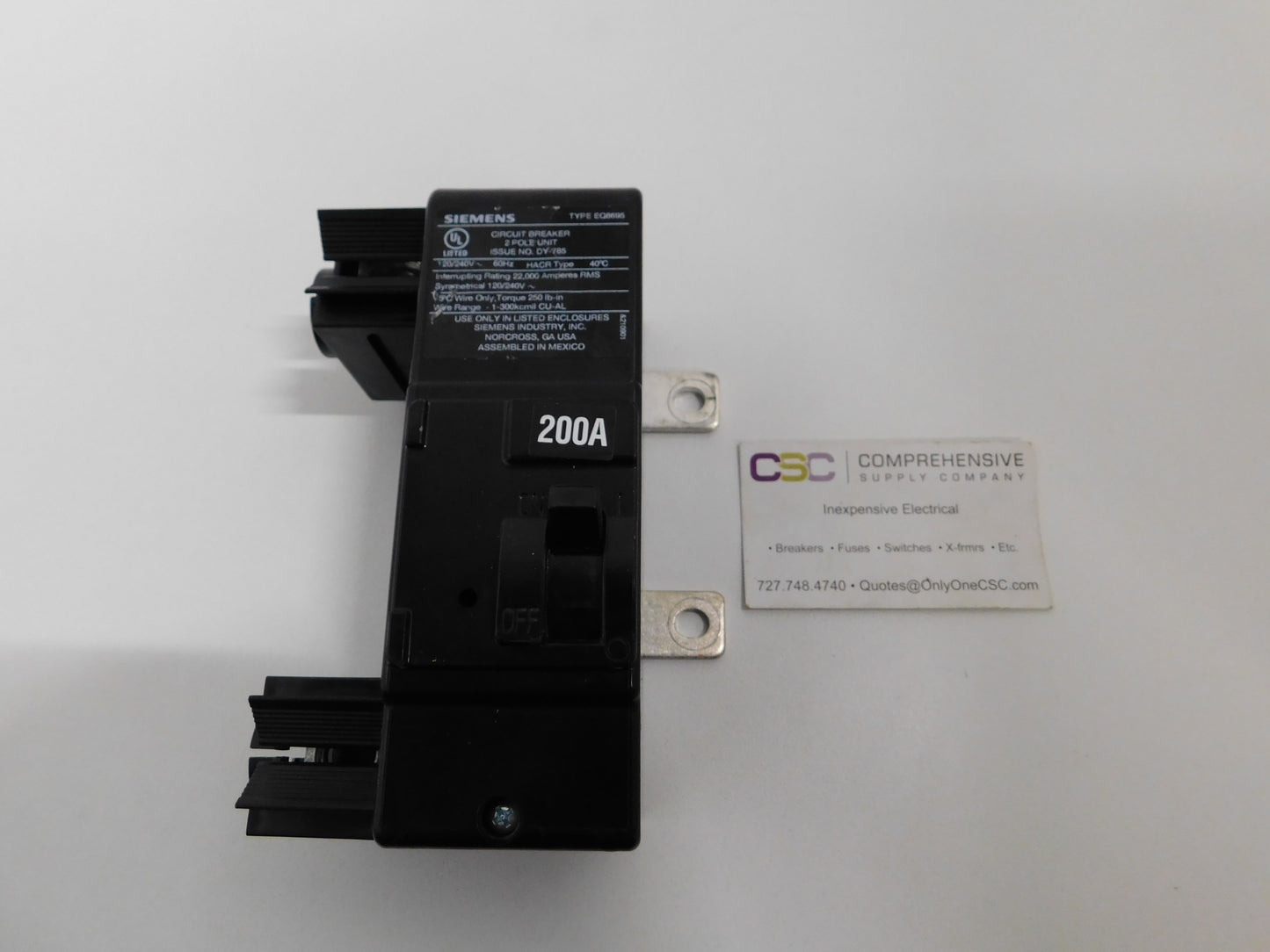 EQ8695 - Siemens 200A Amp 2P Pole 22kA@120/240V Main Circuit Breaker