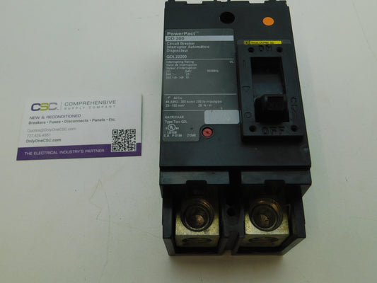 QDL22200 - Square D 200A Amp 2P Pole 25kA@240V Feed Through Powerpact Circuit Breaker