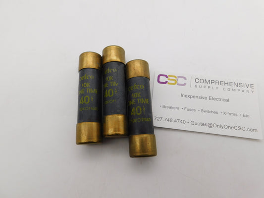 10KOTN-40 - Cefco 40A Amp 250V Class H One-Time Cartridge Fuse - 3 Pack