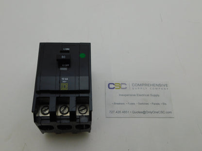 QOB380 - Square D 80A Amp 3P Pole 10kA@240V Bolt On Circuit Breaker