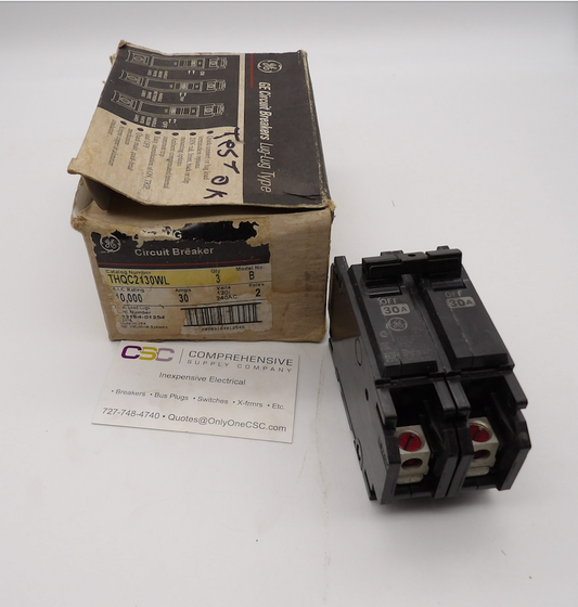 THQC2130WL - GE 30A Amp 2P Pole 10kA@120/240V Din Rail Circuit Breaker W/Lugs